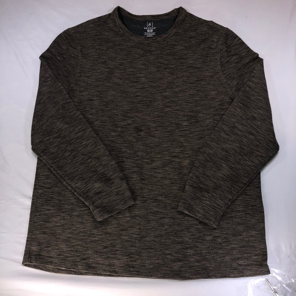 George Mens 2XL Brown Space Dye Long Sleeve Crewneck Shirt GM48Y0598013
